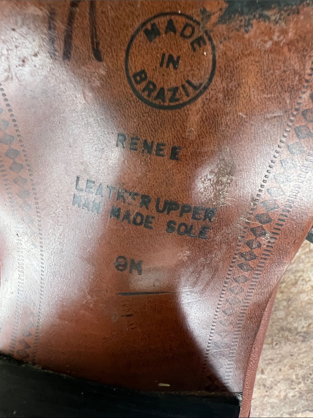 Hunt Club Vintage Brown Leather Western Slip-On Dress Shoes S-9M - Picture 5 of 9